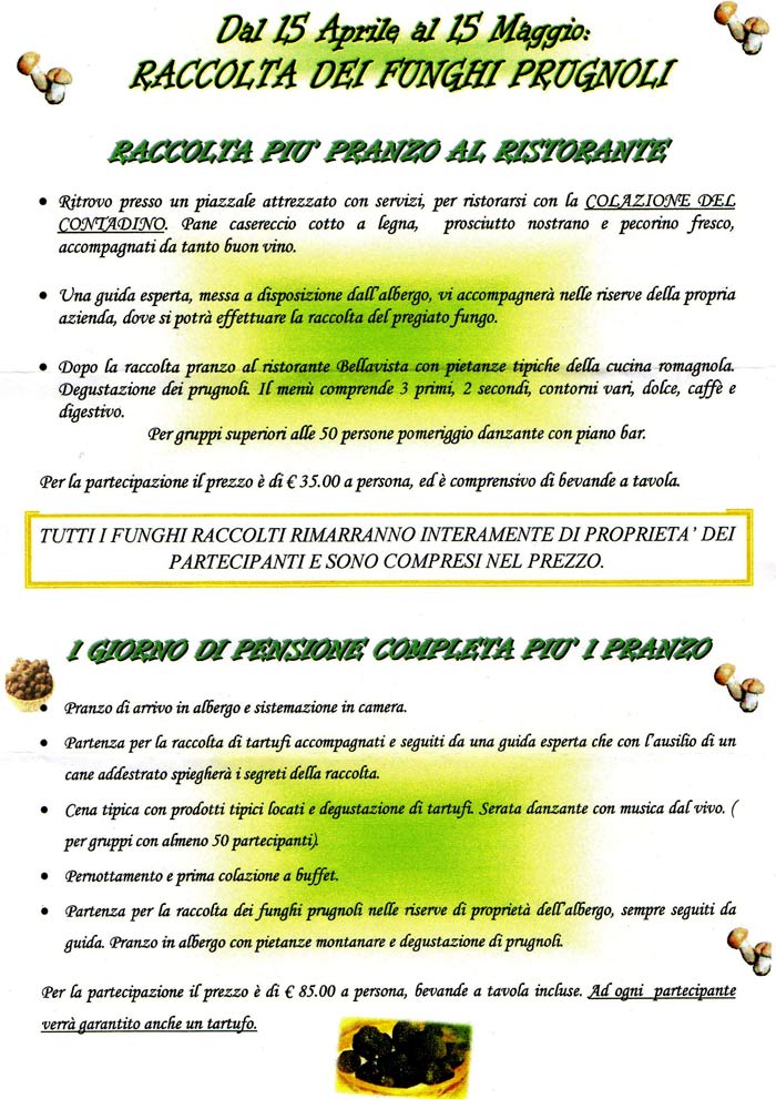 Raccolta dei funghi Prugnoli dal 15 Aprile al 15 Maggio
