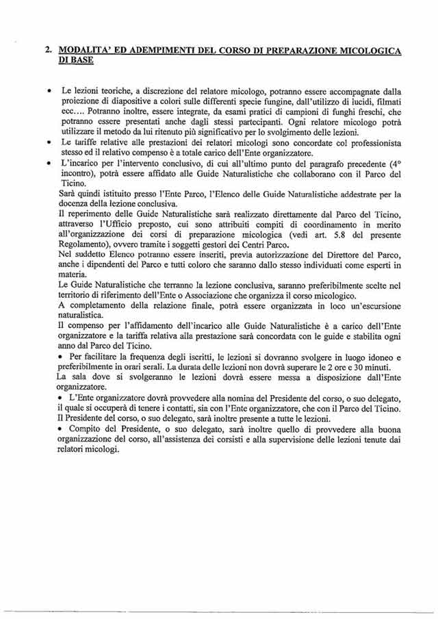 regolamento  raccolta funghi  regione lombardia nel parco del ticino